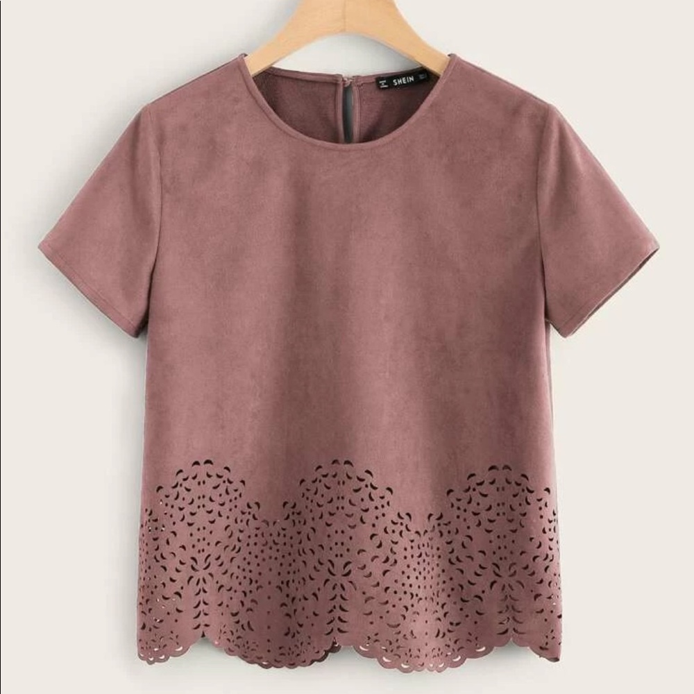 Tan polyester cut out shirt